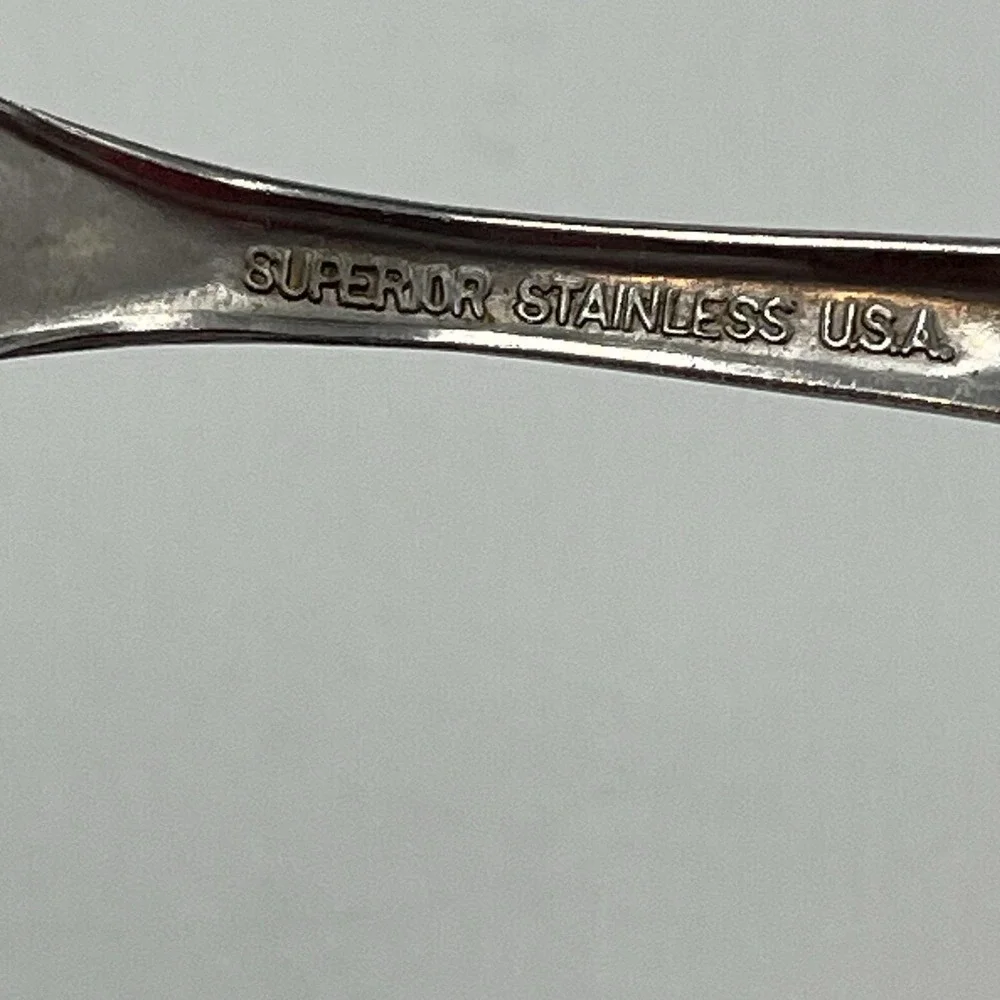 Vintage MCM Radiant Rose Superior Stainless Made In USA Set Of 6 Tablespoons